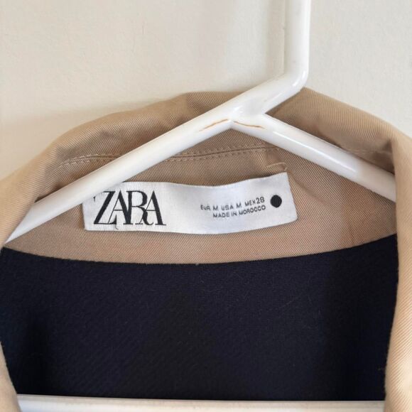 Zara Short Contrasting Wool Trench Coat Size M - Picture 5 of 7